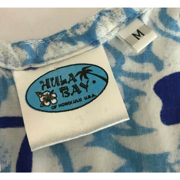 Hula Bay Womens Hawaiian M Blue Floral Dress Swim Cover Up - Picture 4 of 6